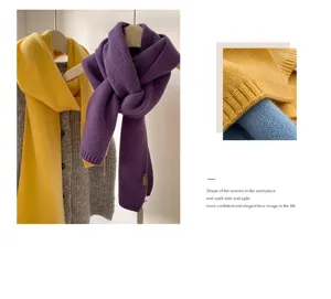 Korean style soft knitted scarf winter warm couple wool neckerchief high quality cozy accessory