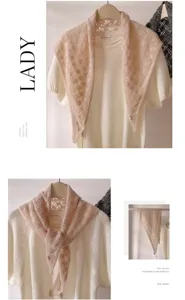 Opengewerkt 100% wol effen kleine driehoekige sjaal halsdoek voor dames herfst winter