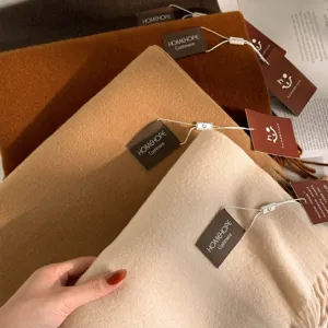 Minimalistischer Einfarbiger Viskose Imitation Kaschmir Schal Damen Winter Warmes Großes Schultertuch Mit Quasten