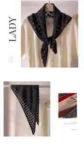 Opengewerkt gebreide wollen driehoekssjaal, elegante effen halsdoek voor dames detailweergave.