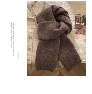 Korean style soft knit winter scarf for women and couples cozy warm woolen neck wrap.