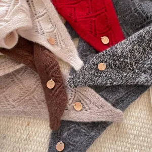 Dames gebreide opengewerkte driehoekige sjaal winter effen wol halsdoek mode accessoire