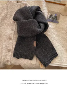 Korean style 100% pure wool knit scarf for women and men, soft warm winter neck warmer.
