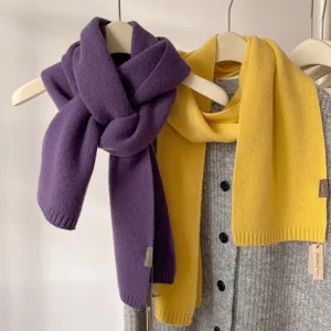 Korean soft 100% pure wool knitted winter scarf for women stylish cozy warm couple neck warmer