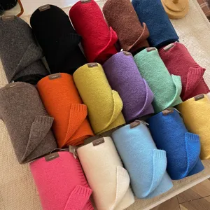 Koreanischer Stil weicher Strickwolle Schal einfarbig Winter warmer dicker Halstuch Damen