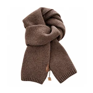 Koreanischer Stil weicher brauner Strick-Wollschal Winter warmer Halswickel für Damen.