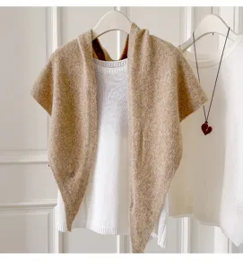 Koreanischer Strick Dreieck Schal Umhang Weste, elegante warme Wintermode Kleidung.