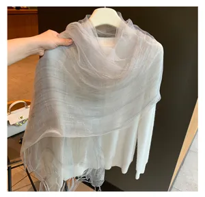 Transparenter Mesh Schal für Damen, leichtes Sommer Tuch, elegantes atmungsaktives Tuch