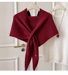 Koreanischer Stil Strick Dreiecksschal Schultertuch vielseitiger warmer Halsausschnitt Damen