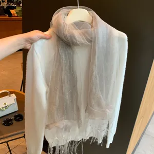Damen transparentes doppelchichtiges NetzTuch mit stylischem Strickpullover für warme Tage.