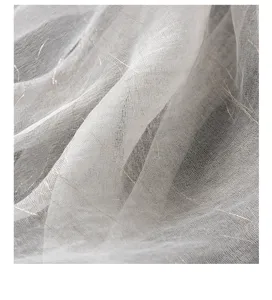 Detailaufnahme des Damen zweilagigen GazeFransenSchals mit transparenter und glänzender Optik.
