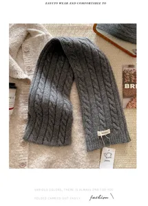 100% reine wolle winter zopfmuster strickschal dicke warme einfarbige strick halskrause damen