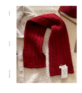 Rote 100% Wolle Zopfmuster Winter Schal Damen, dicker warmer kuscheliger Kragen.