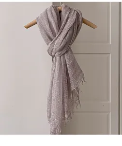 Einfarbiger Tencel Wolle Schal für Damen, elegantes Fransen-Design, perfekter Herbst-Sonnenschutz.