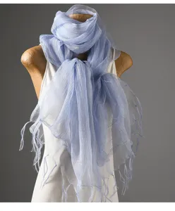 Zweilagiger Mesh Fransen Schal Damen, leicht Fruehling Sommer dekoratives Strand Tuch.