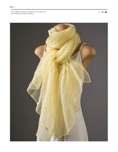 Gelber knittriger Schal vintage Drapierung elegant leicht Damen Mode Halstuch Accessoire