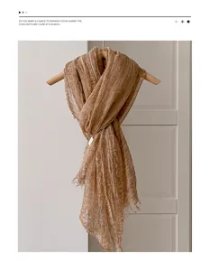 Einfarbig geknitterter Quastenschal für Damen, leichten Herbst Sonnenschutz Schal und Tuch.