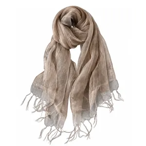 Eleganter doppellagiger Netz-Fransienschal für Damen, leichtes Tuch für Strand und Alltag.