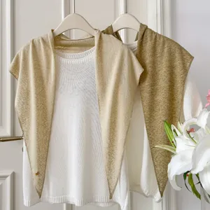 Koreanischer einfarbiger Strick Dreiecksschal Set, Herbst Winter Mode vielseitiges Top.