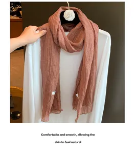Tencel Leinen Knitter Schal für Damen, weich atmungsaktiv leicht dünn Halstuch elegant.