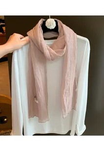 Tencel Leinen Knitter Schal fuer Damen, leicht atmungsaktiv einfarbiges Gaze Halstuch.