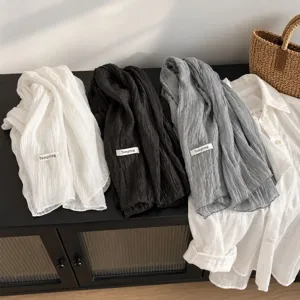 Damen Crinkle Schal Einfarbig Eleganter Dünner Schal Weich Atmungsaktiv Leicht Polyester Gaze Schal Für Den Alltag Damen Mode Schal Geschenk