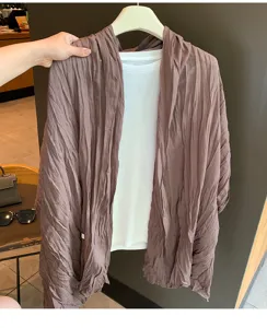 Damen einfarbig plissiert Schal elegant warm Schultertuch vielseitig Herbst Mode Accessoire