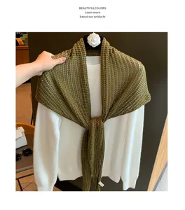 Solid color knitted wool triangular scarf fashionable shawl elegant women commuting outdoor