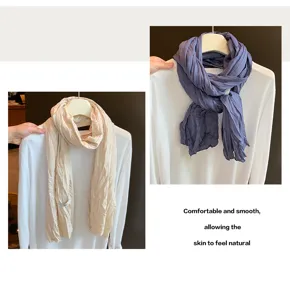 Koreanischer einfarbiger Plissee Schal Damen Herbst Winter vielseitige Mode warme Schal