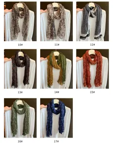 Damen Vintage Leo Print Plissee langer Schal Mode Herbst Tuch leichtes warmes Halstuch