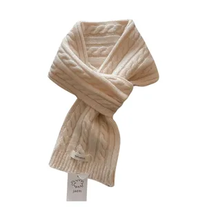 Gemütlicher 100% Schurwolle Zopfmuster Winterschal für Damen, dicker einfarbiger warmer Halswärmer.