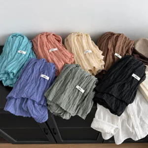 Damen Koreanischer Stil Plissee Schal Einfarbig Herbst Winter Warmes Schultertuch Elegant Vielseitig Mode Dekorativer Schal