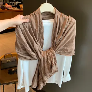 Koreanischer Stil einfarbiger Plissierschal Damen Herbst Winter Mode Freizeitschal