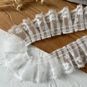White Pleated Eyelash Lace Trim Ruffle Ribbon For Lolita DIY Sewing Craft Garment Decoration Handmade Material Accessory