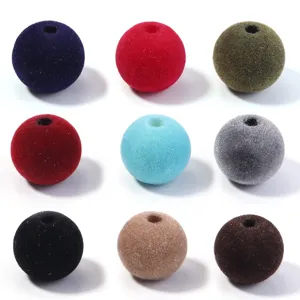 Perles rondes floconneuses colorées pour la fabrication de bijoux DIY, breloques et porte-clés.