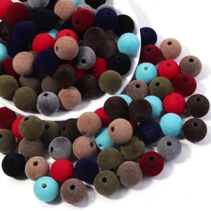 Perles rondes floquées colorées perles en vrac accessoires de bijoux DIY pour chaînes de téléphone
