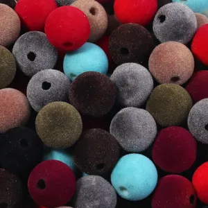 Perles rondes floquées colorées pour fabrication de bijoux DIY, chaînes de téléphone et bracelets.