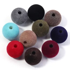 Perles rondes floquées colorées pour chaînes de téléphone et bracelets DIY automne hiver.