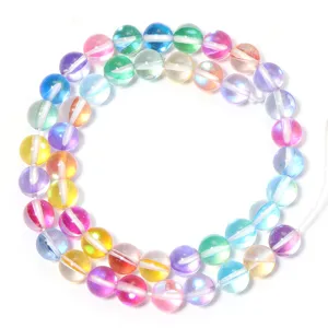 Kleurrijke iriserende kristallen ronde kraal streng, perfect voor DIY sieraden maken en armbanden.