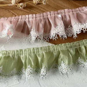 Bordure en Dentelle Plissée Ruban de Mousseline pour Vêtements de Poupée Décoration de Robe Lolita Accessoires d'Extension de Manche