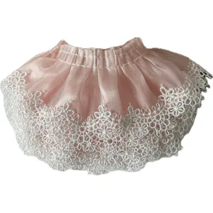 Jupe de poupée plissée rose en dentelle, accessoire de robe Lolita mignon matériel de bricolage.