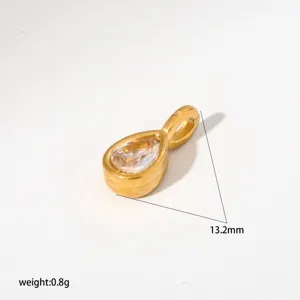 Edler Edelstahl Zirkon Tropfen Anhänger Halskette, leicht 0.8g 13.2mm modischer Damenschmuck.