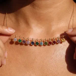 Edelstahl bunte Zirkonia Rundanhänger Halskette, modischer Damenschmuck für Frauen.