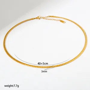 Edelstahl flache Schlangenkette Halskette Gold minimalistischer Schmuck fur Damen