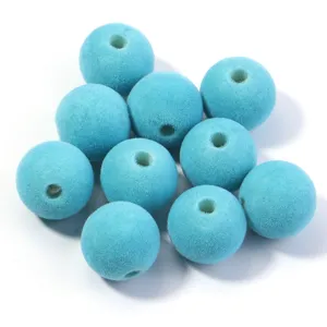 Perles rondes floquées bleu clair perles en vrac accessoires de bijoux porte-clés chaîne de téléphone