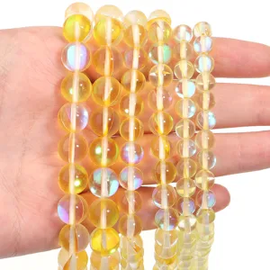Synthetische kristalronde kralen detail met levendige gele kleur voor DIY sieraden maken.