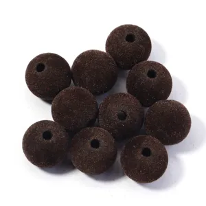 Perles rondes flocokees en vrac avec trou pour fabrication de bijoux telephone bracelet.