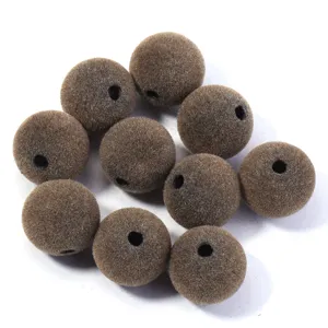 Perles rondes floconnées marron pour bijoux DIY, chaînes de téléphone et bracelets.