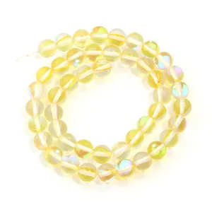 Gele iriserende kristallen ronde kralen voor DIY sieraden maken, armbanden en kettingen.