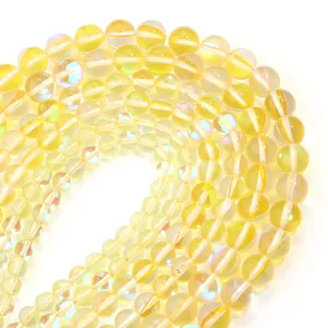 Gele flits kristal ronde losse kralen detailopname voor DIY sieraden maken en armbanden.